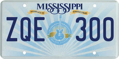 MS license plate ZQE300