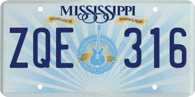 MS license plate ZQE316