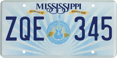 MS license plate ZQE345