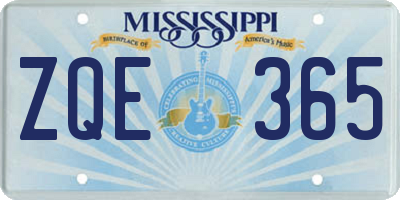 MS license plate ZQE365