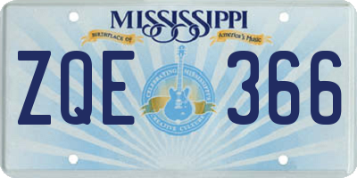 MS license plate ZQE366