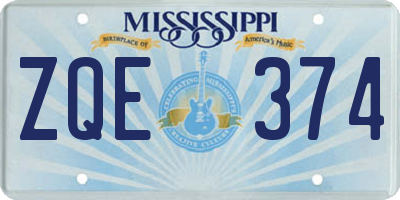 MS license plate ZQE374