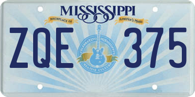 MS license plate ZQE375