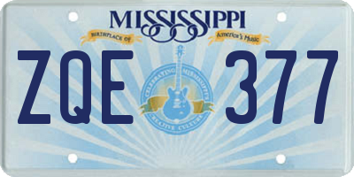 MS license plate ZQE377