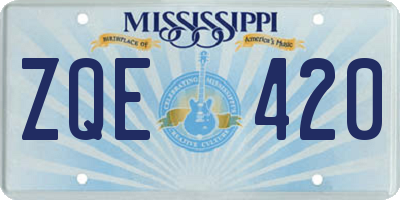 MS license plate ZQE420