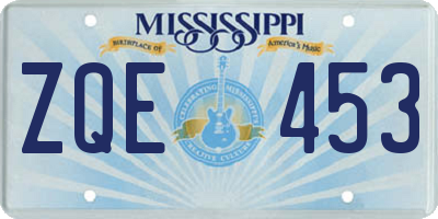 MS license plate ZQE453