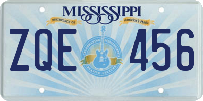 MS license plate ZQE456
