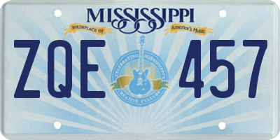 MS license plate ZQE457
