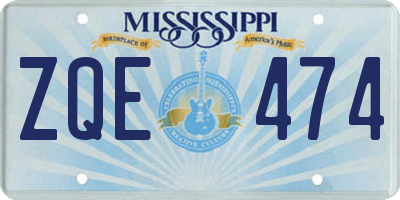 MS license plate ZQE474