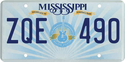 MS license plate ZQE490