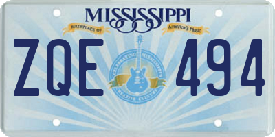 MS license plate ZQE494