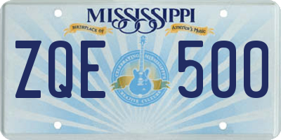 MS license plate ZQE500