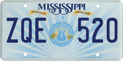 MS license plate ZQE520