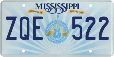 MS license plate ZQE522