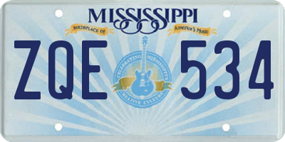 MS license plate ZQE534