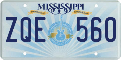 MS license plate ZQE560