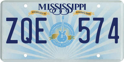MS license plate ZQE574