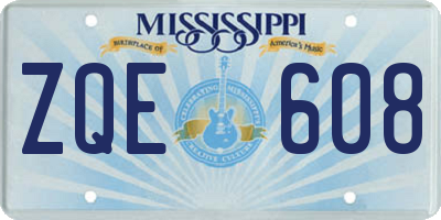 MS license plate ZQE608