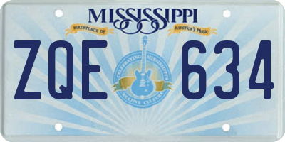 MS license plate ZQE634
