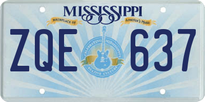 MS license plate ZQE637