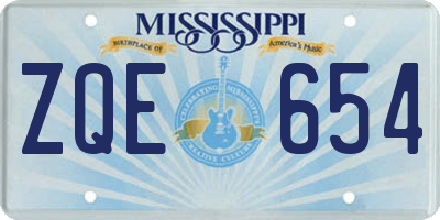 MS license plate ZQE654