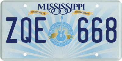 MS license plate ZQE668