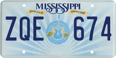 MS license plate ZQE674