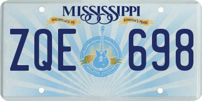 MS license plate ZQE698