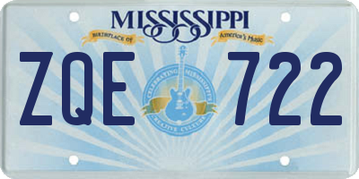 MS license plate ZQE722
