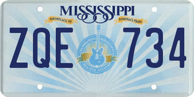 MS license plate ZQE734