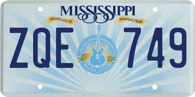 MS license plate ZQE749