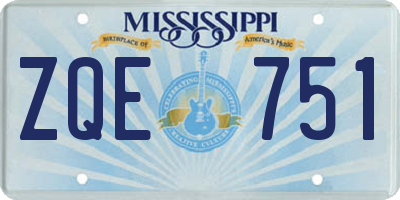 MS license plate ZQE751