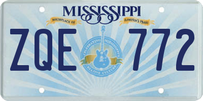 MS license plate ZQE772