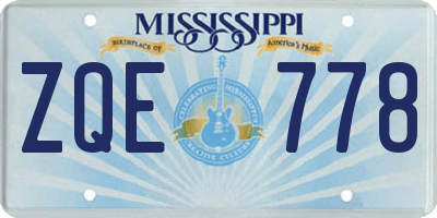 MS license plate ZQE778