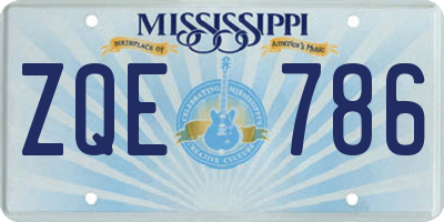 MS license plate ZQE786