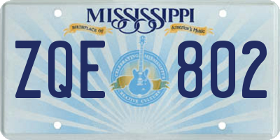 MS license plate ZQE802