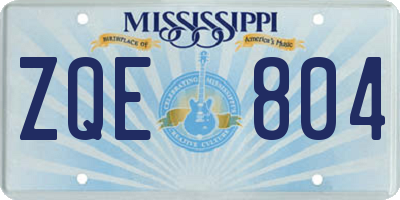 MS license plate ZQE804