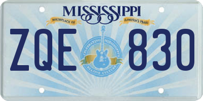 MS license plate ZQE830