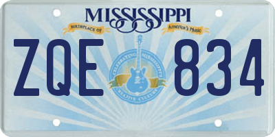 MS license plate ZQE834