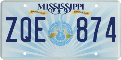 MS license plate ZQE874