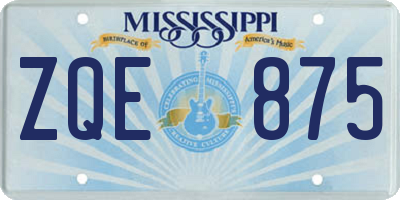 MS license plate ZQE875