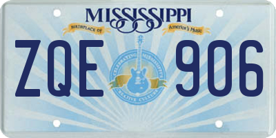 MS license plate ZQE906