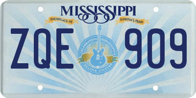 MS license plate ZQE909