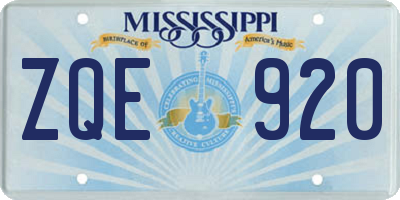 MS license plate ZQE920