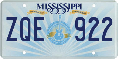 MS license plate ZQE922