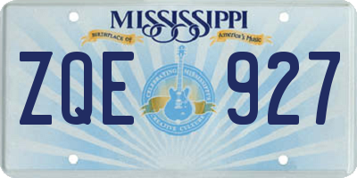 MS license plate ZQE927