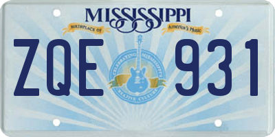 MS license plate ZQE931