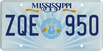 MS license plate ZQE950