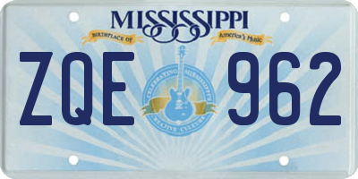 MS license plate ZQE962