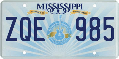 MS license plate ZQE985